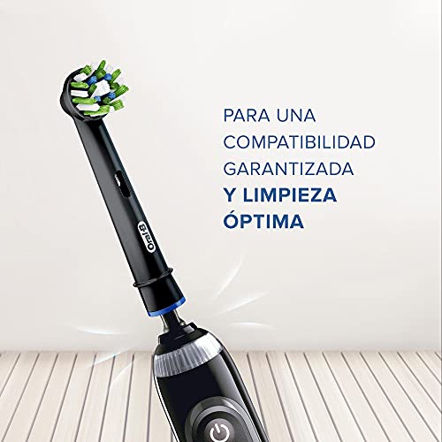 Oral-B CrossAction Recambios Cepillo de Dientes Eléctrico con Tecnología Clean Maximiser, Pack de 8 Cabezales, Negro - Originales, (Tamaño Buzón)