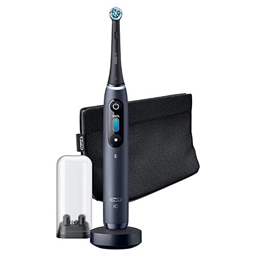 Oral-B iO 8 Cepillo de Dientes Eléctrico con Mango Recargable, Tecnología Magnética de Braun, 1 Cabezal de Recambio, Pantalla a Color, Cargador y Funda de Viaje Premium - Negro, Edición Especial