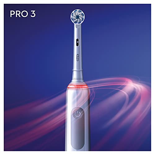 Oral-B PRO 3 Cepillo de Dientes Eléctrico con Mango Recargable y Sensor de Presión, Tecnología Braun y 1 Cabezal de Recambio, 3000 - Blanco