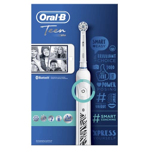 Oral-B Teen Teens Cepillo dental oscilante Blanco - Cepillo de dientes eléctrico (Batería, Batería integrada, Ión de litio, 1 pieza(s), 2 pieza(s))