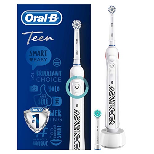 Oral-B Teen Teens Cepillo dental oscilante Blanco - Cepillo de dientes eléctrico (Batería, Batería integrada, Ión de litio, 1 pieza(s), 2 pieza(s))