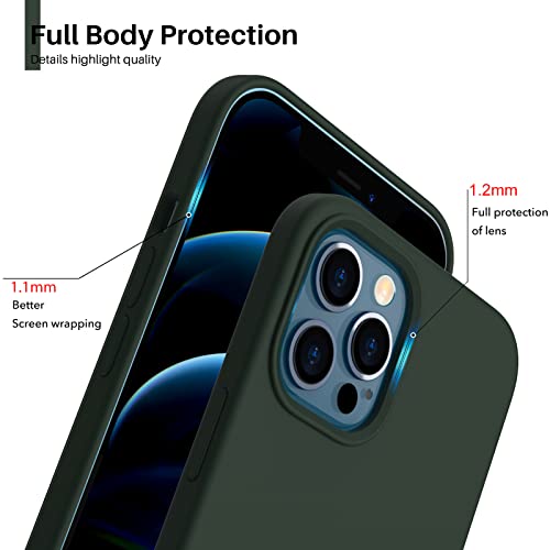 ORNARTO Funda Silicone Case Compatible con iPhone 12 Pro MAX, Protección de Cuerpo Completo,Carcasa de Silicona Líquida Suave Antichoque Case para iPhone 12 Pro MAX (2020) 6,7 Pulgadas Verde Chipre