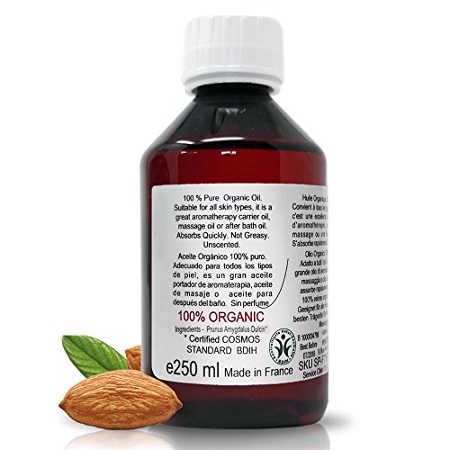 Oro Ecológico de Andalucía, España. Aceite Puro de Almendras Dulces Prensado en Frío. Bebé Embarazo Anti Estrías Aceite Corporal, Cabello, Rostro 250ml