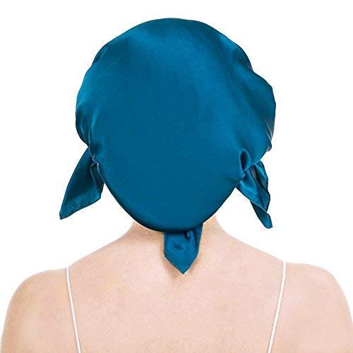 OROPY Emmet Gorro de Dormir Mujer 100% Pura Seda Sombrero para Dormir elástico Hace Que tu Cabello se Sienta Sedoso y Mantiene el Estilo (Talla única, Azul Pavo Real)