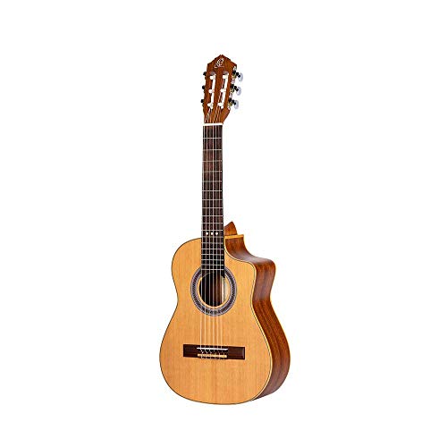 Ortega Requinto Series Guitarra acústica 6 cuerdas - Tapa de cedro, RQC25