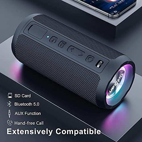 Ortizan Altavoz Bluetooth Potente Portatil X10P Negro con Luz LED de Color Hay Volumen Alto y Graves Potentes, Apoya Reproducción de Música 30H, Bluetooth 5.0 y IPX7 Impermeable