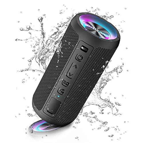 Ortizan Altavoz Bluetooth Potente Portatil X10P Negro con Luz LED de Color Hay Volumen Alto y Graves Potentes, Apoya Reproducción de Música 30H, Bluetooth 5.0 y IPX7 Impermeable