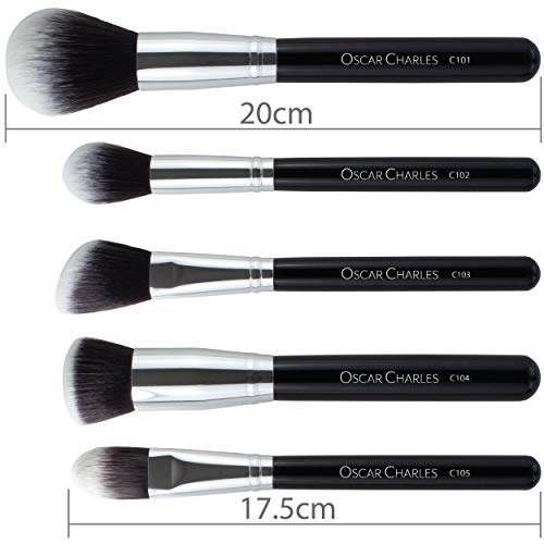 Oscar Charles Juego de brochas de maquillaje profesional Luxe [12 piezas] [plata]