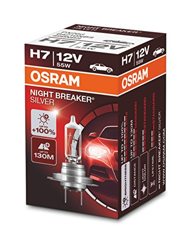 OSRAM 1 H7 B 55W12V+100, Night Breaker Silver, Estuche plegable (1 lámpara)