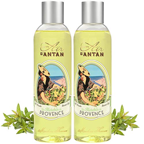 Pack De 2x250 ml: Gel De Ducha Frances Verbena Provenzal/Un Air d’Antan® / Formula Hidratante/Bergamota, Verbena/Piel Sensible/Gel De Baño Mujer/Gel de Ducha Hombre