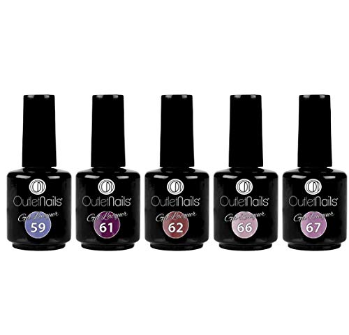 Pack Esmaltes Semipermanentes 5uds de Outlet Nails Gel Lacquer 15ml | Made in Eu | Colores Nº 59, 61, 62, 66, 67