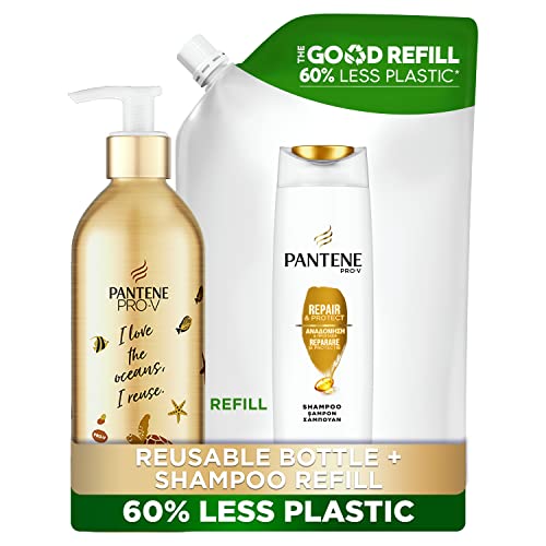 Pantene Pro-V Repara & Protege Kit Básico De Champú Rellenable, Botella Rellenable Y Bolsa De Recarga, 1 Kit