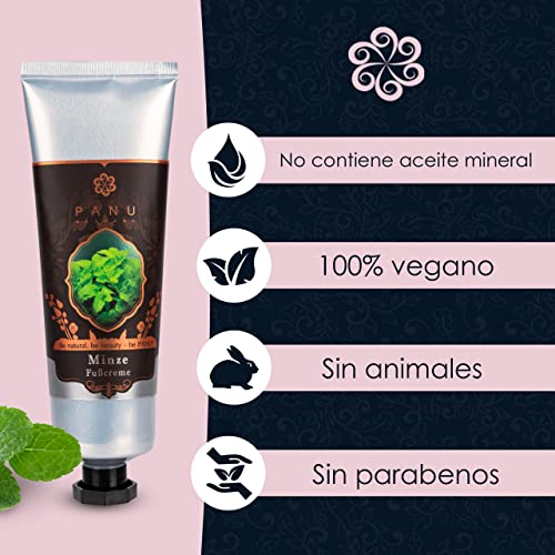 Panu Natural Crema de pies de hierba de Menta - Crema rica para pies muy secos - Cuidado intensivo de los pies desde Tailandia - Crema de pies eficaz contra las callosidades - Bálsamo de pies vegano