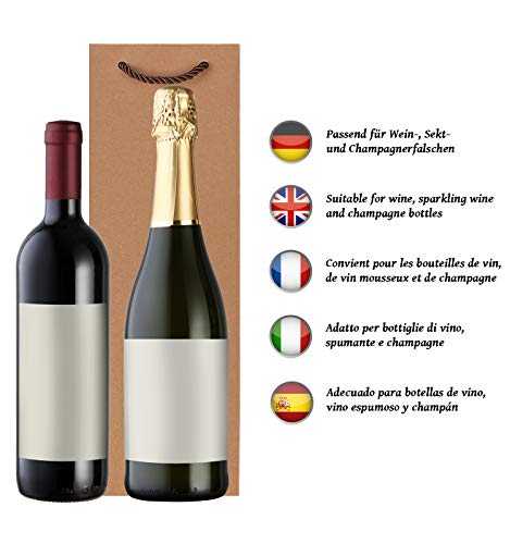 Paquete de 10 pieces de bolsos de la botella bolsos de regalo natural para vino, cava y champán 36x12x10