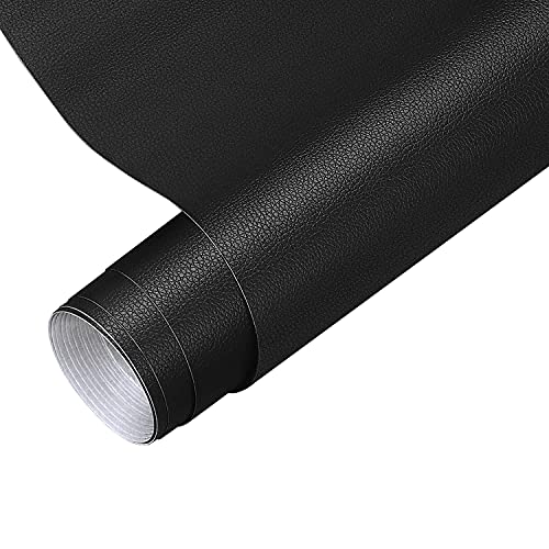 Parches para Sofa Polipiel, Cuero Adhesivo para Tapizar, Parche de Polipiel Adhesiva, Parche de Cuero Autoadhesivo 40 x 150 cm, para Bolsos, Chaquetas, Muebles, Asientos de Coche, Negro