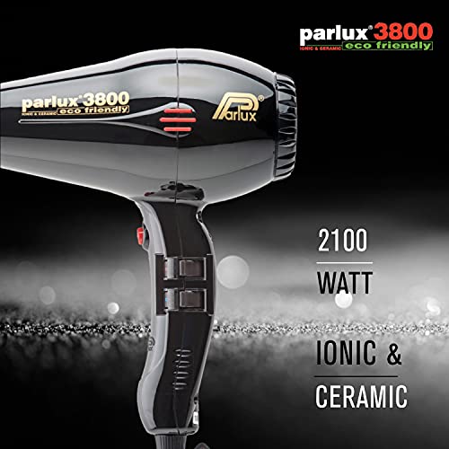 PARLUX Ionic Eco Friendly 3800 - Secador de pelo (75 m3/h, 2100 W), color negro