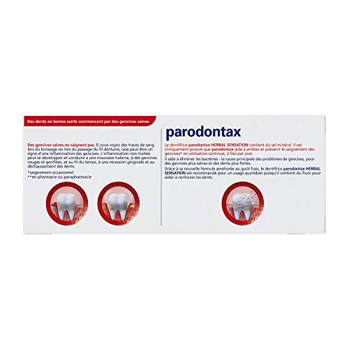 Parodontax Herbal Sensation ayuda a detener y prevenir el sangrado de las encías, sabor fresco, lote de 2 x 75 ml