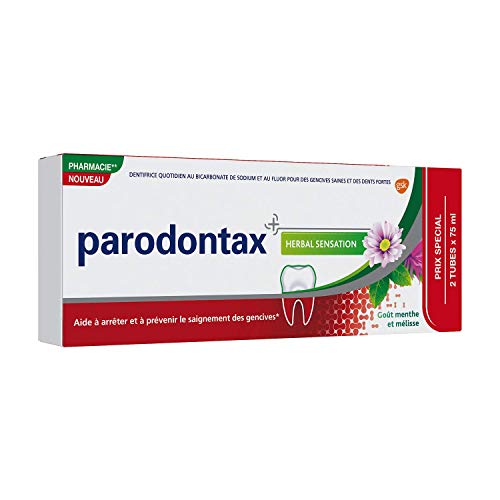 Parodontax Herbal Sensation ayuda a detener y prevenir el sangrado de las encías, sabor fresco, lote de 2 x 75 ml