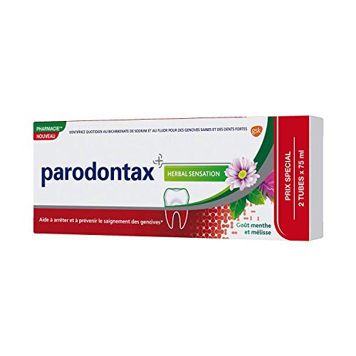 Parodontax Herbal Sensation ayuda a detener y prevenir el sangrado de las encías, sabor fresco, lote de 2 x 75 ml