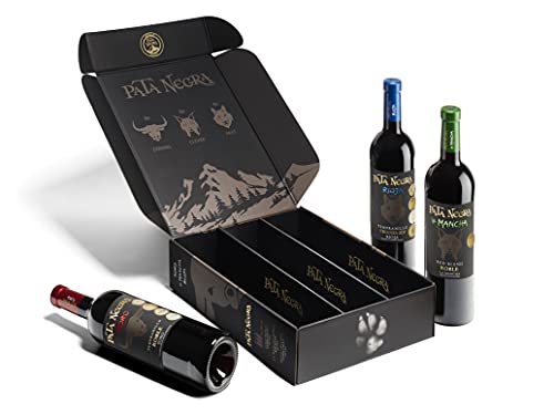 Pata Negra - Estuche Edición Especial Fauna Ibérica de 3 Botellas de Vino con D.O. Rioja Crianza, Toro Roble y Mancha Roble - Estuche de 3 Botellas x 750 ml