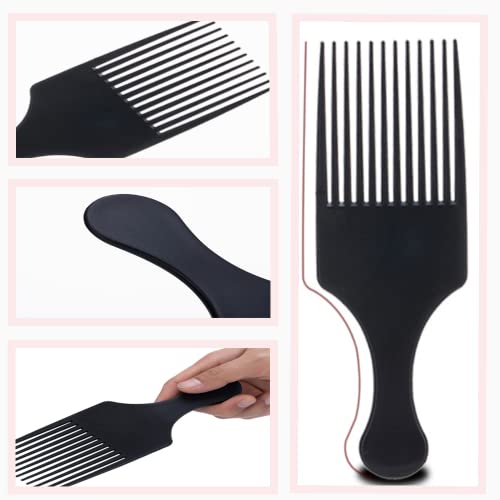 Peine Afro Grueso Comb, Cabeza de Aceite Peine de Horquilla, Peine de Peluquero de Resistente al Calor, Peine de Dientes Anchosuego, Peine Grande con Mango, Estilo de Cabello Rizado Natural Peine