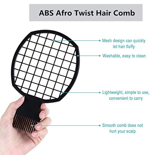 Peine de pelo Afro Twist con juego de púas de pelo, púa de metal para peines de peinado afro, peluquería desenredante, peines trenzados para mujeres, hombres, peinado de cabello rizado