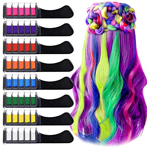 Peine de Tiza Para el Pelo con Tapa, EBANKU 8 Colores Lavables Tinte para Cabello, Color de pelo Temporal Hair Chalk Set para Niños Regalos Navidad Fiestas Cosplay DIY