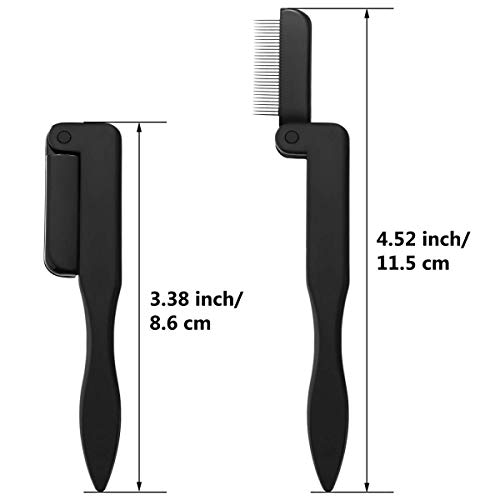 Peine plegable para pestañas, separador plegable de mascara con dientes de acero inoxidable recomendado para extensiones de pestañas