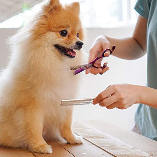 Peines de Mascota Peine de Acero inoxidable Grooming Peine de Perros de Dientes Redondeados para Medianos y Pequeños con Pelo Corto con Largo Enredado