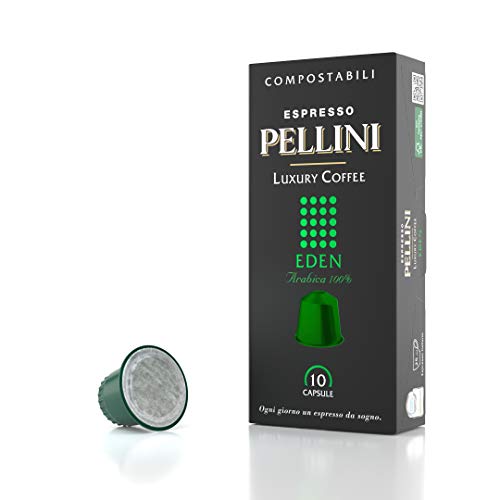 Pellini Espresso Luxury Coffee Eden, Cápsulas Compatibles con la Máquina Nespresso, Cápsulas Compostables Autoprotegidas, 12 Paquetes de 10 Cápsulas, Total 120 Cápsulas 600 g