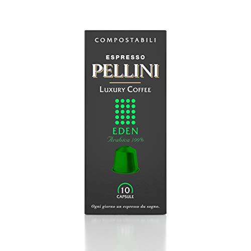 Pellini Espresso Luxury Coffee Eden, Cápsulas Compatibles con la Máquina Nespresso, Cápsulas Compostables Autoprotegidas, 12 Paquetes de 10 Cápsulas, Total 120 Cápsulas 600 g