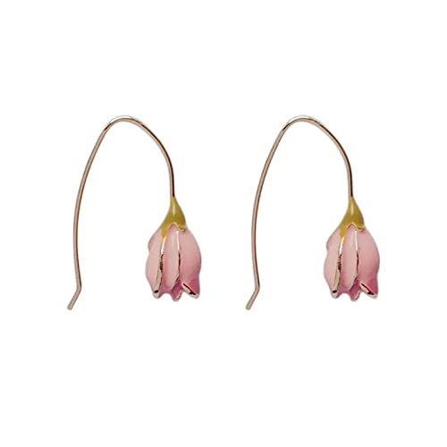 Pendientes de tulipán retro Pendientes de primavera sencillos de niña dulce y dulce francesa