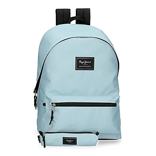 Pepe Jeans Aris Mochila para Portátil + Estuche Escolar 15,6" Azul 31x44x15 cms Poliéster 23,87L