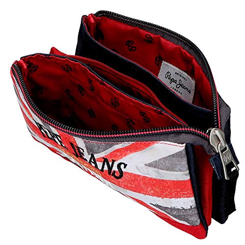 Pepe Jeans Calvin - Estuche con tres compartimentos, 22 cm, Multicolor