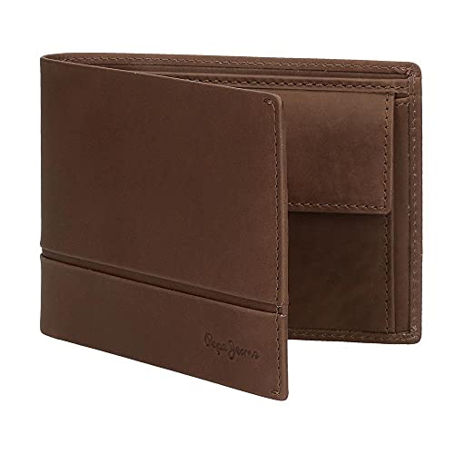 Pepe Jeans Dandy Billetero con Monedero Marrón 12,5x9,5x1 cms Piel