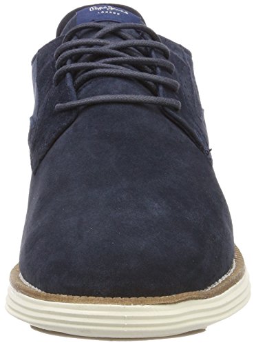 Pepe Jeans London Derry Suede, Zapatos de Cordones Oxford Hombre, Azul (Navy), 42 EU