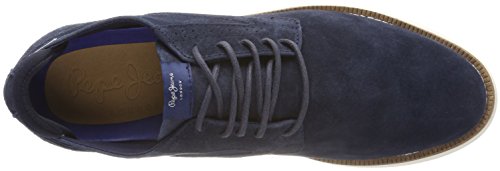 Pepe Jeans London Derry Suede, Zapatos de Cordones Oxford Hombre, Azul (Navy), 42 EU