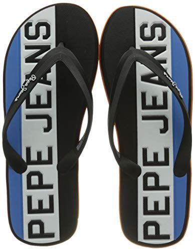 Pepe Jeans London Whale Timy, Sandalia. Hombre, 999 Negro, 43 EU