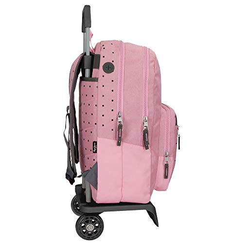 Pepe Jeans Molly Mochila Doble Compartimento con Carro Rosa 30,5x44x15 cms Poliéster 20.13L