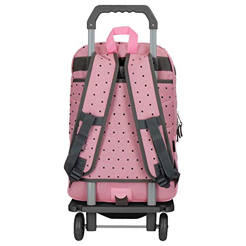 Pepe Jeans Molly Mochila Doble Compartimento con Carro Rosa 30,5x44x15 cms Poliéster 20.13L