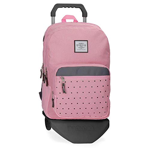 Pepe Jeans Molly Mochila Doble Compartimento con Carro Rosa 30,5x44x15 cms Poliéster 20.13L