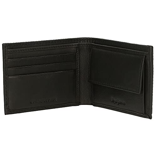 Pepe Jeans Oliver Cartera horizontal con monedero Negro 11x8x1 cms Lona con detalles en Piel