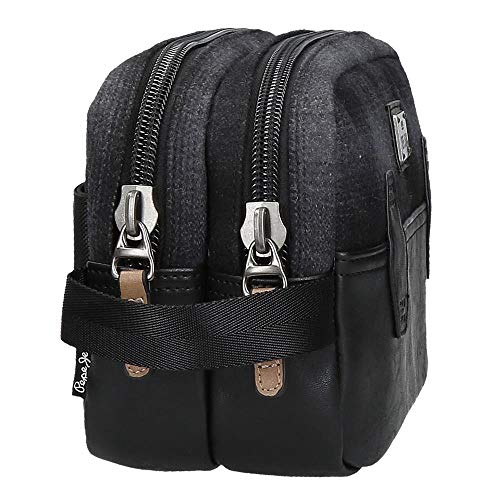 Pepe Jeans Scotch Neceser Dos Compartimentos Adaptable Negro 26x16x12 cms Poliéster y PU