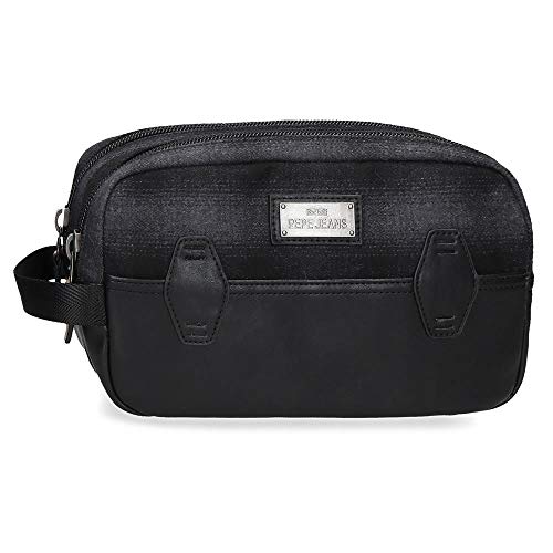 Pepe Jeans Scotch Neceser Dos Compartimentos Adaptable Negro 26x16x12 cms Poliéster y PU