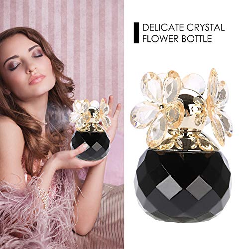 Perfume de larga duración para mujer de 60 ml, perfume suave portátil con 3 opciones de flores, notas afrutadas y florales para mostrar su gusto único (negro, rosa, dorado)(Negro)