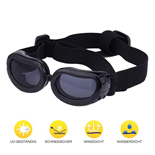 PETLESO Gafas de Sol para Perros, Resistentes al Agua, UV, para Perros pequeños, Color Negro