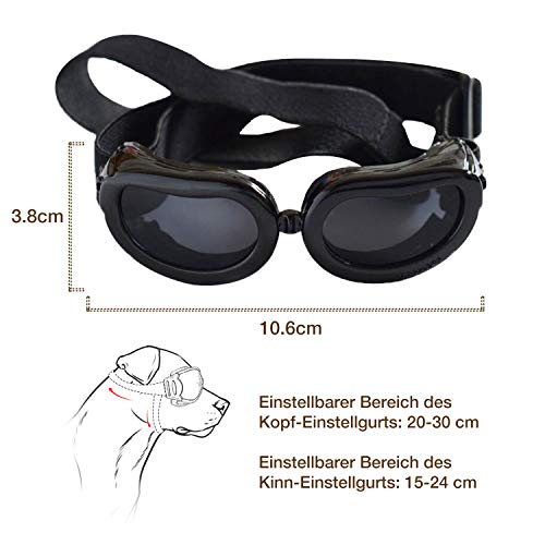 PETLESO Gafas de Sol para Perros, Resistentes al Agua, UV, para Perros pequeños, Color Negro