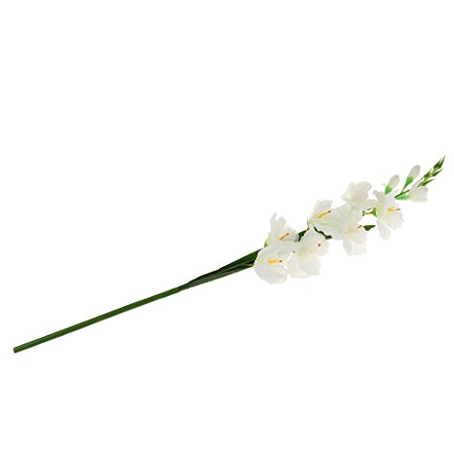 PETSOLA Arreglo Floral Artificial del Gladiolo Artificial de La Flor de Seda Falsa 2pcs - Blanco Rosado Claro, Individual