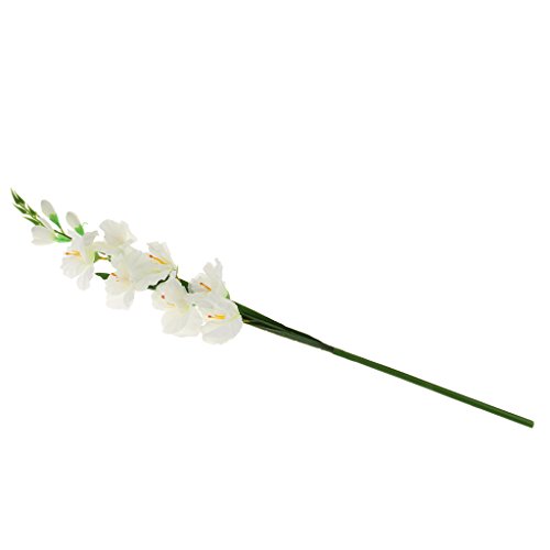 PETSOLA Arreglo Floral Artificial del Gladiolo Artificial de La Flor de Seda Falsa 2pcs - Blanco Rosado Claro, Individual