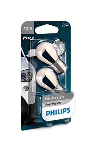 Philips 12496SVB2 SilverVision Bombilla PY21W para Luces Traseras, 2 unidades, 12 V, 21 W